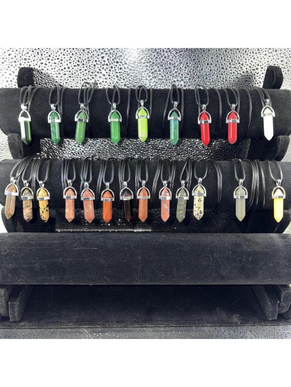 22pc Chakra Quartz Glass Crystal Point Healing Gemstone Pendant Necklace Stone